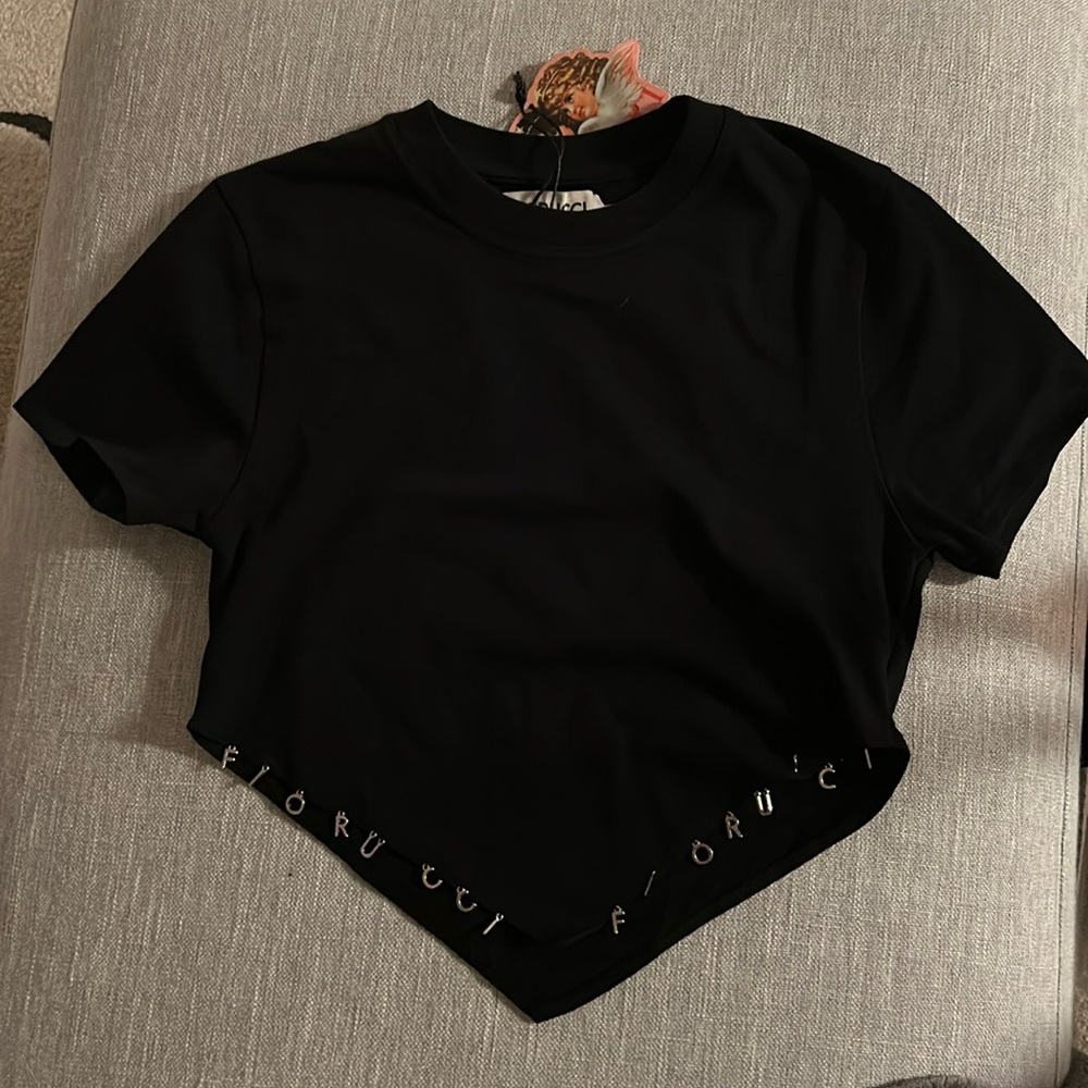 Black Fiorucci charm bandana top